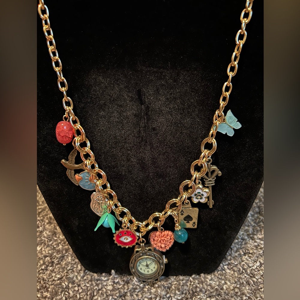 Gold Charm Necklace with Whimsical Accents